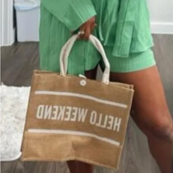 Letter Print Shopper Tote Bag - Picture 5 of 7